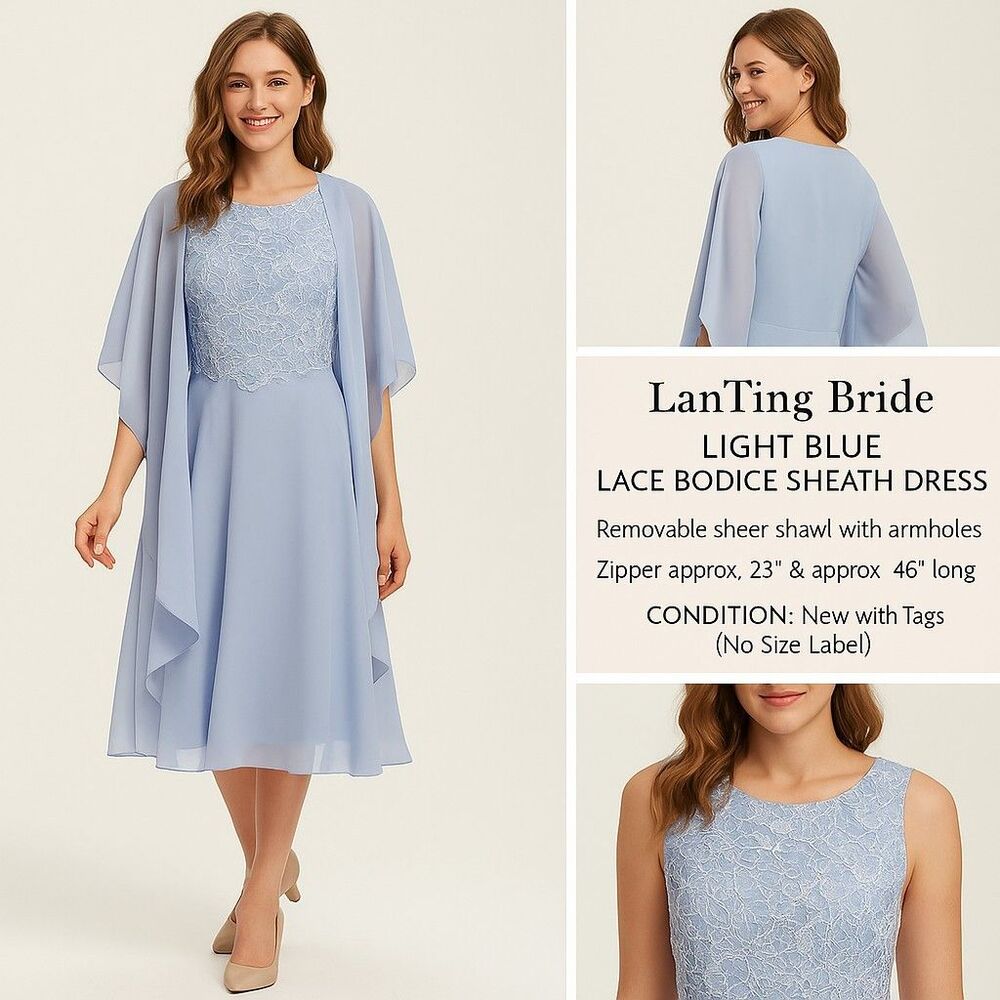 NWT Lanting Bride Formal Dress with Sheer Shawl – Approx. Size Medium